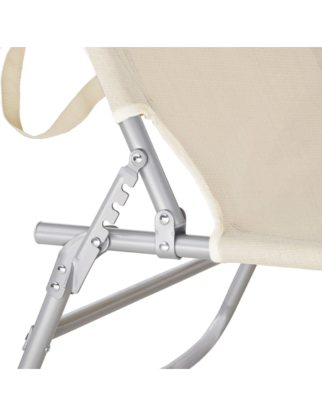 Lit en Textilene 281014 Dossier réglable BEIGE Tube 18 mm avec Parasol
