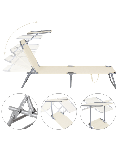 Lit en Textilene 281014 Dossier réglable BEIGE...