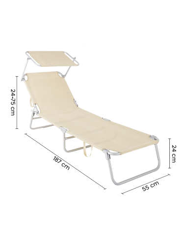 Lit en Textilene 281014 Dossier réglable BEIGE...