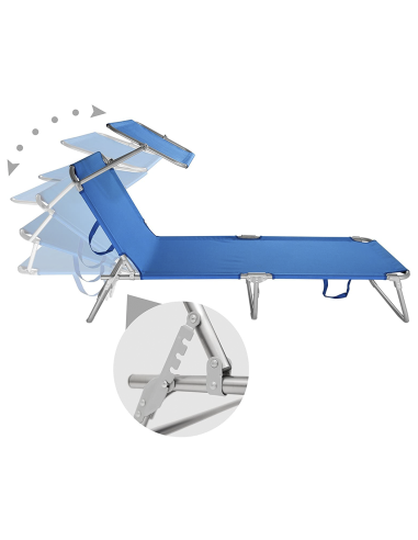 Lit en Textilene 2810142 Dossier réglable BLEU...