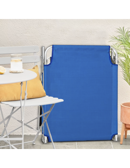 Lit en Textilene 2810142 Dossier réglable BLEU Tube 18 mm avec Parasol