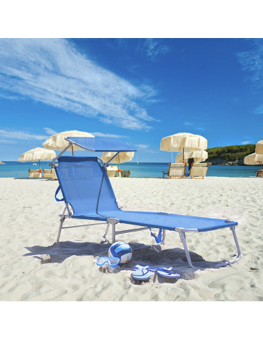 Lit en Textilene 2810142 Dossier réglable BLEU...