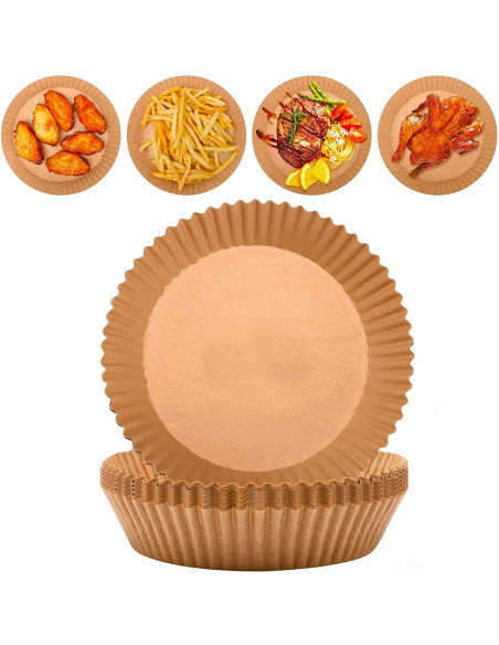 Papier cuisson pour Air Fryer 50 pcs rond 20cm antiadhésif et silicone