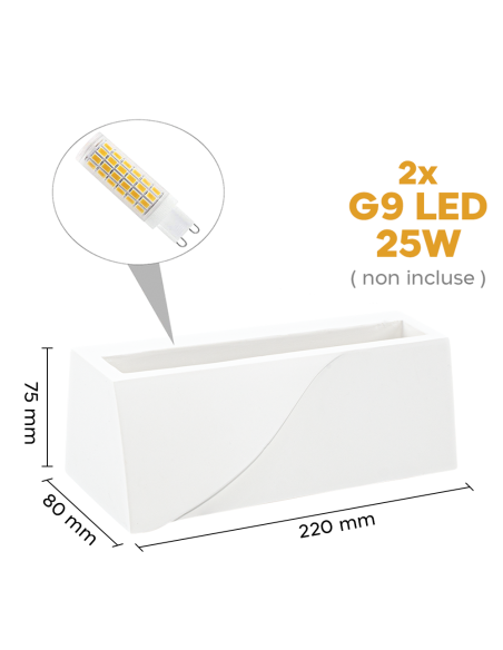 Applique murale en plâtre GS-5045 G9 support mural Double émission lumineuse