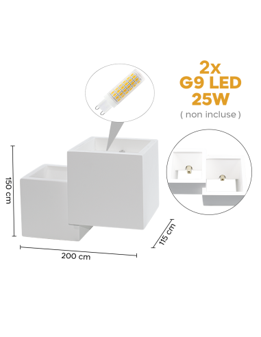 Applique murale en plâtre GS-5042 G9 support...