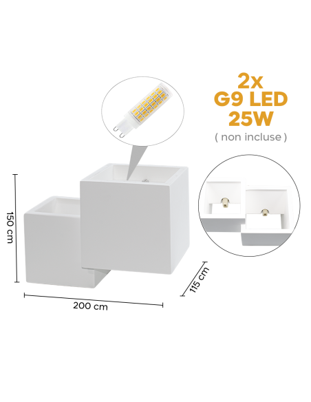 Applique murale en plâtre GS-5042 G9 support mural Double émission lumineuse
