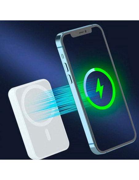 Power Bank magnétique sans fil 5000mAh 5V Chargeur portable pour smartphone