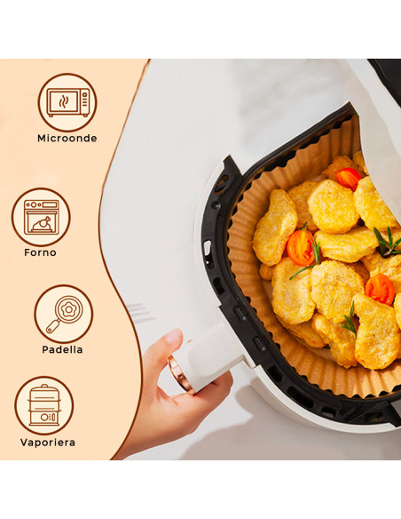 Air Fryer Papier Cuisson 100 pz Rondes 20cm Antiadhésives Et Enduites Silicone