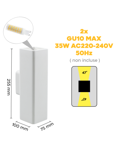 Applique murale en plâtre GS-5038 Montage mural...