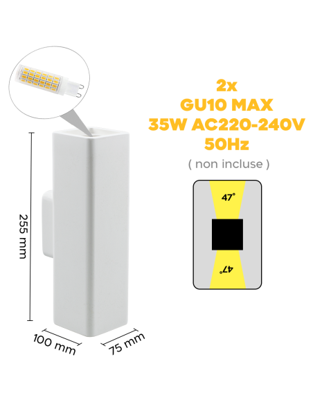 Applique murale en plâtre GS-5038 Montage mural GU10 Double émission lumineuse