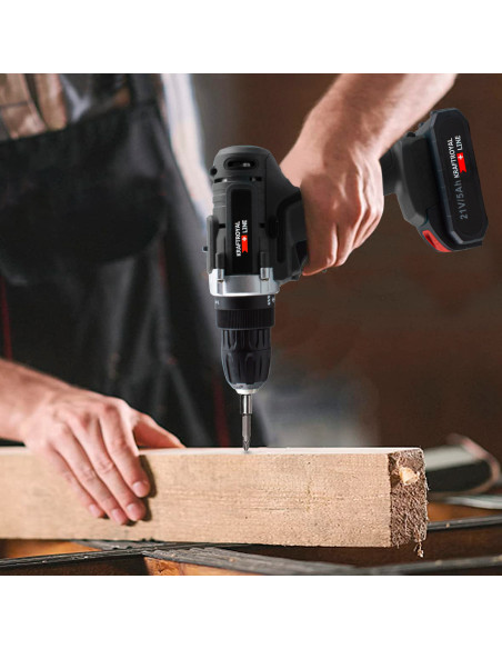 Perceuse sans fil à double batterie 21V Accessoires Vitesse 0-400rpm