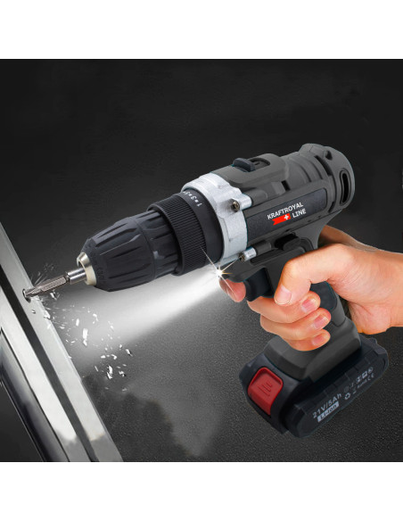 Perceuse sans fil à double batterie 21V Accessoires Vitesse 0-400rpm