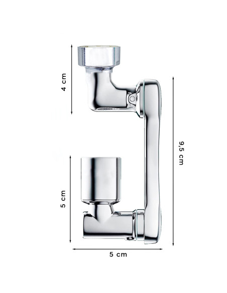 Rallonge de robinet anti-éclaboussures pivotante à 1080° pour filtre d'aérateur
