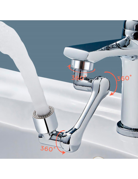 Rallonge de robinet anti-éclaboussures pivotante à 1080° pour filtre d'aérateur