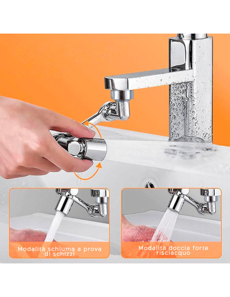 Rallonge de robinet anti-éclaboussures pivotante à 1080° pour filtre d'aérateur