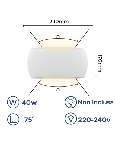 Applique murale en plâtre GS-5021 Montage mural...