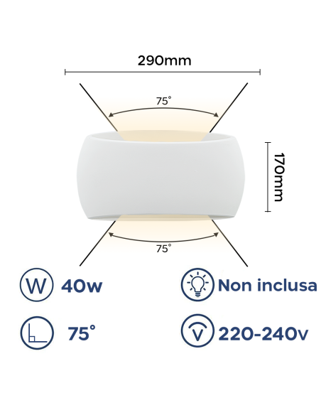 Applique murale en plâtre GS-5021 Montage mural E27 Double émission lumineuse