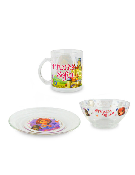 WD8543 Set de Petit-déjeuner Princesse Sofia avec bol tasse et soucoupe en verre