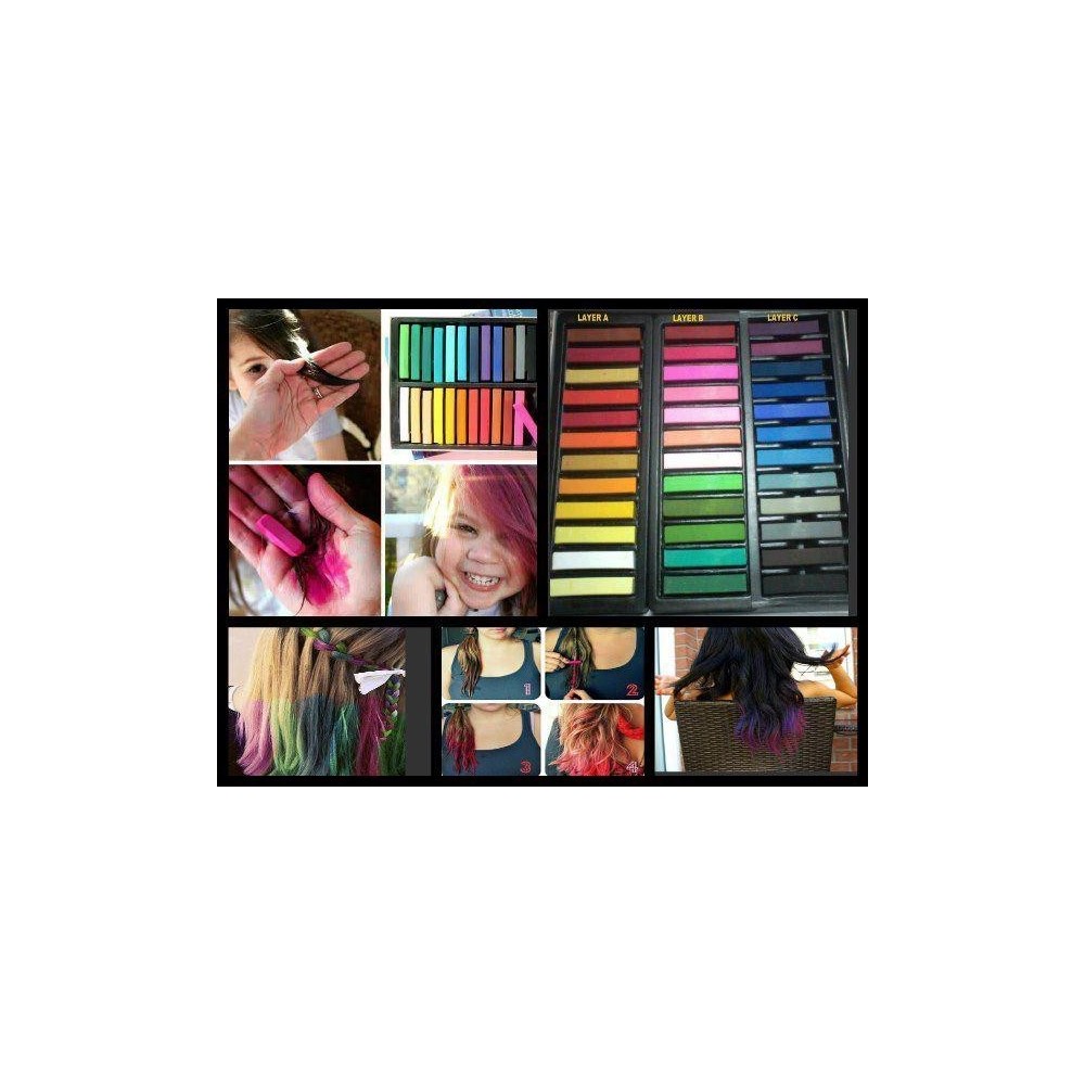 24 craie pastel teinture capillaire (non toxique)