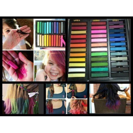 24 craie pastel teinture capillaire (non toxique)