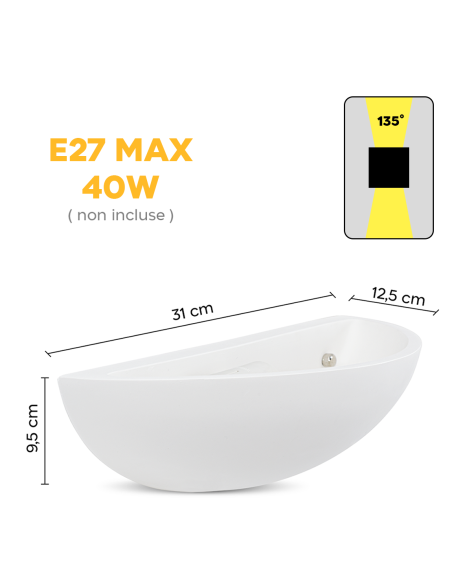 Applique murale LED en plâtre GS-5036 Design mural à peindre E27 Attack