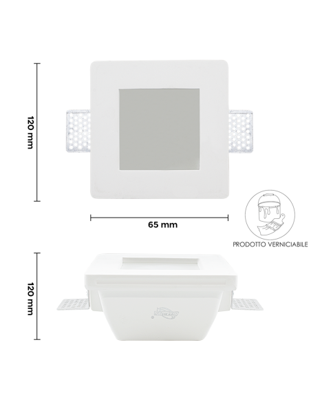 Douille en plâtre rétractable GS-5003 Square White Encastré GU10 Attack