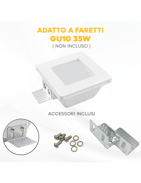 Douille en plâtre rétractable GS-5003 Square White Encastré GU10 Attack