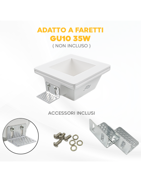 Douille en plâtre rétractable GS-5006 Blanc Carré Encastré GU10 Attaque