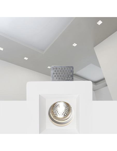 Douille en plâtre rétractable GS-5006 Blanc Carré Encastré GU10 Attaque