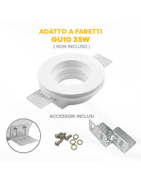 Douille en plâtre rétractable GS-5009 Round White Encastré GU10 Attack