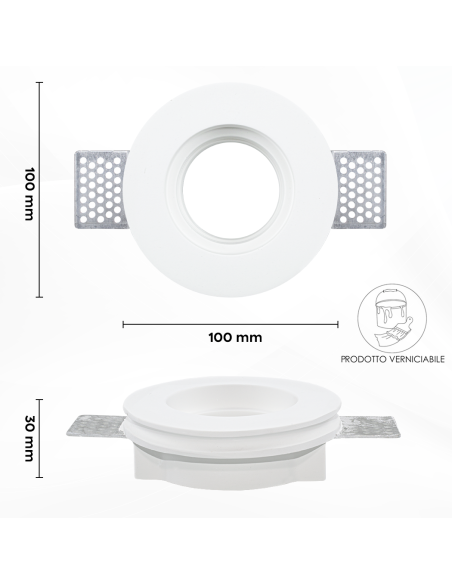 Douille en plâtre rétractable GS-5009 Round White Encastré GU10 Attack