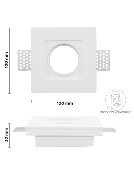 Douille en plâtre rétractable GS-5010 Blanc Carré Encastré GU10 Attaque