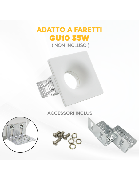 Douille en plâtre rétractable GS-5011 Square White Encastré GU10 Attack