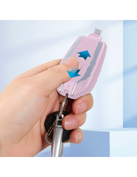 Porte-clés Powerbank 1500mAh USB Lightning Chargeur portable d'urgence