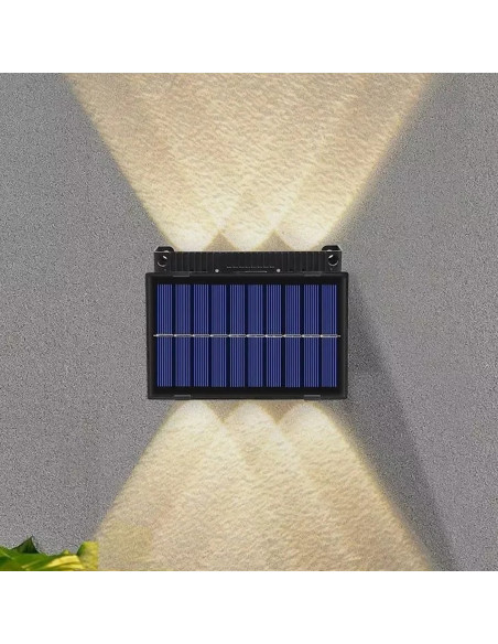 Lampe murale 6 LED avec panneau solaire 7W lumière chaude détecteur de mouvement