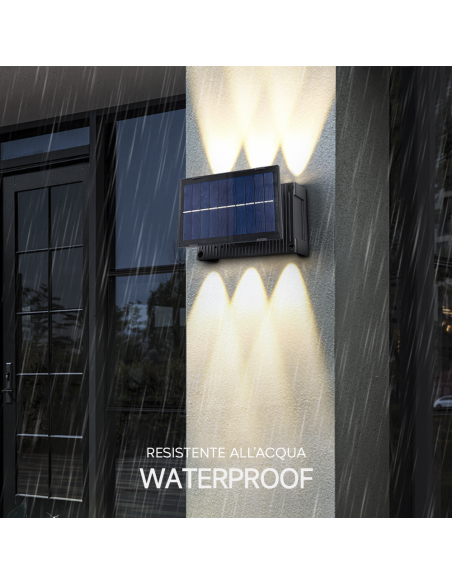 Lampe murale 6 LED avec panneau solaire 7W lumière chaude détecteur de mouvement