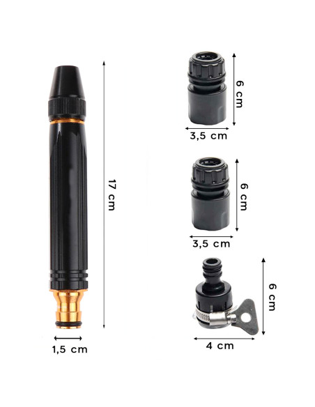 Buse pour tuyau d'arrosage Pistolet de lavage pulvérisateur d'eau à jet de métal