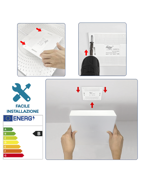 Plafonnier LED 12W Lumière blanche 6000K Lampe carrée d'intérieur