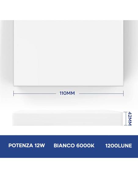 Plafonnier LED 12W Lumière blanche 6000K Lampe carrée d'intérieur