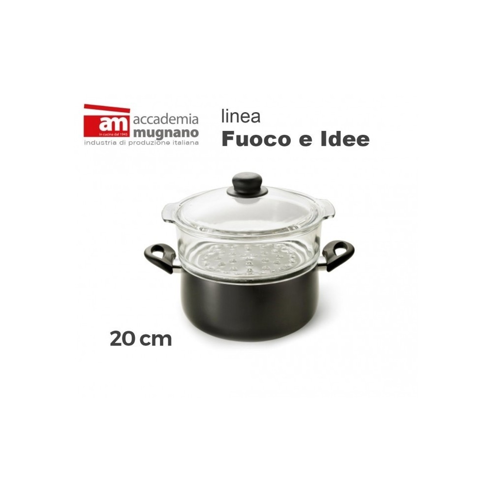 Casserole avec steamer 20cm Académie d'aluminium pur Mugnano Ligne FUOCO & IDEE