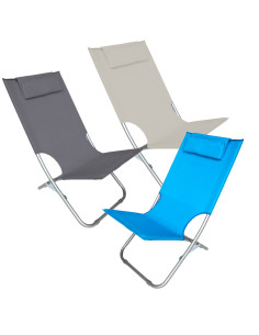 Chaise de plage pliante argent Giga en OXFORD 82x48xh52...