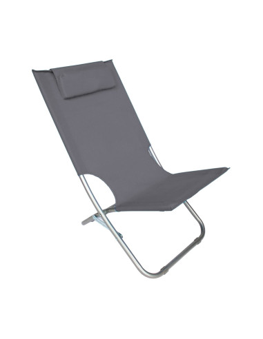 Chaise de plage pliante argent Giga en OXFORD 82x48xh52 cm avec coussin