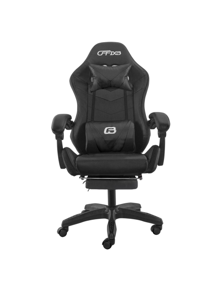 Chaise de jeu bureau avec éclairage LED, appuie-tête similicuir et repose-pieds