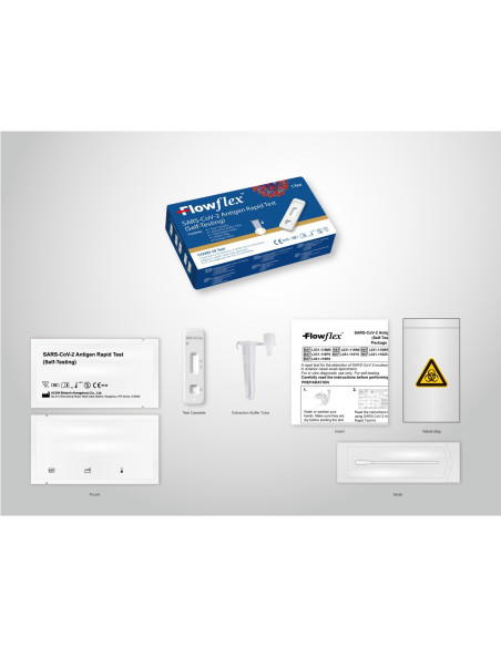Lot de 3 Tests Hygiéniques Rapides Flowflex Sars-Cov-2 Autodiagnostic COVID-19