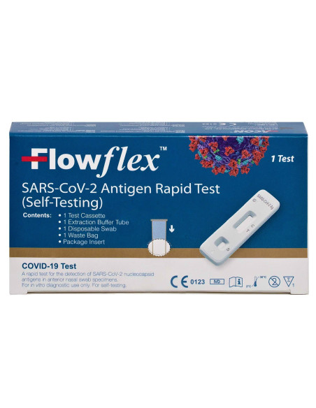 Lot de 3 Tests Hygiéniques Rapides Flowflex Sars-Cov-2 Autodiagnostic COVID-19
