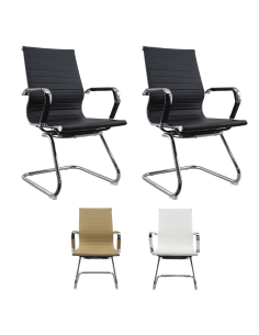 Pack de 2 chaises de salon ou de bureau ISAAC en métal et éco-cuir H95x50x45cm
