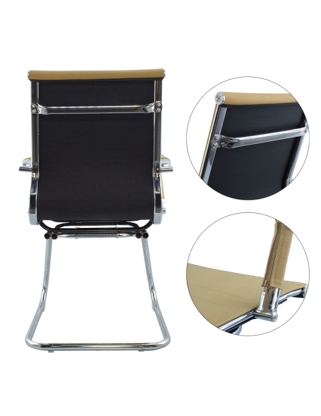 Pack de 2 chaises de salon ou de bureau ISAAC en métal et éco-cuir H95x50x45cm