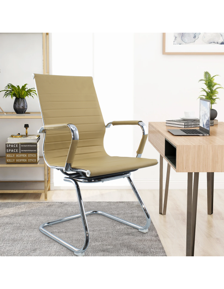 Pack de 2 chaises de salon ou de bureau ISAAC en métal et éco-cuir H95x50x45cm