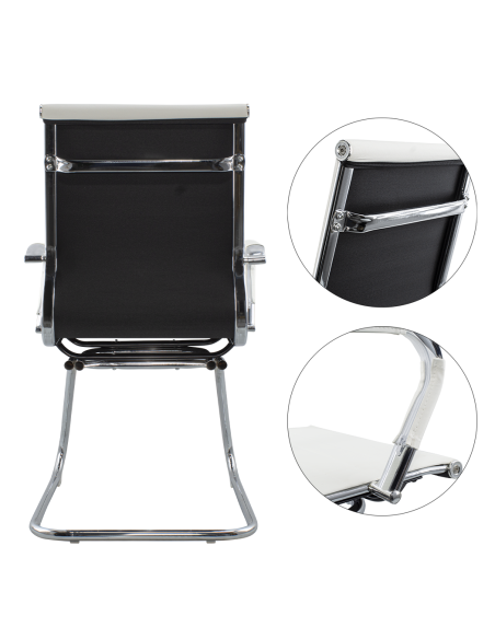 Pack de 2 chaises de salon ou de bureau ISAAC en métal et éco-cuir H95x50x45cm