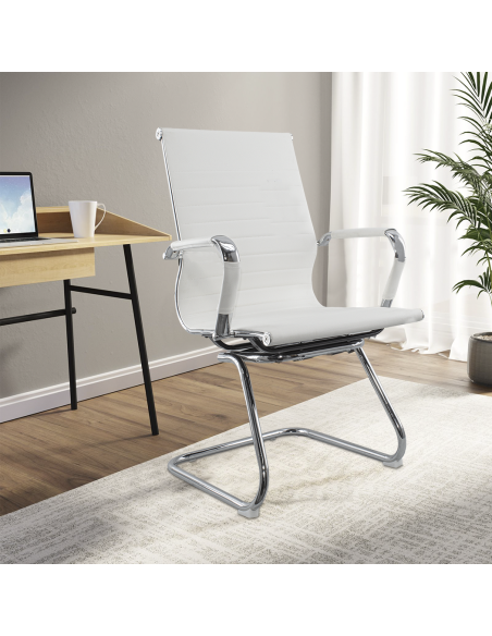 Pack de 2 chaises de salon ou de bureau ISAAC en métal et éco-cuir H95x50x45cm